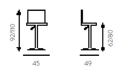 Sgabello design regolabile in altezza Murilo