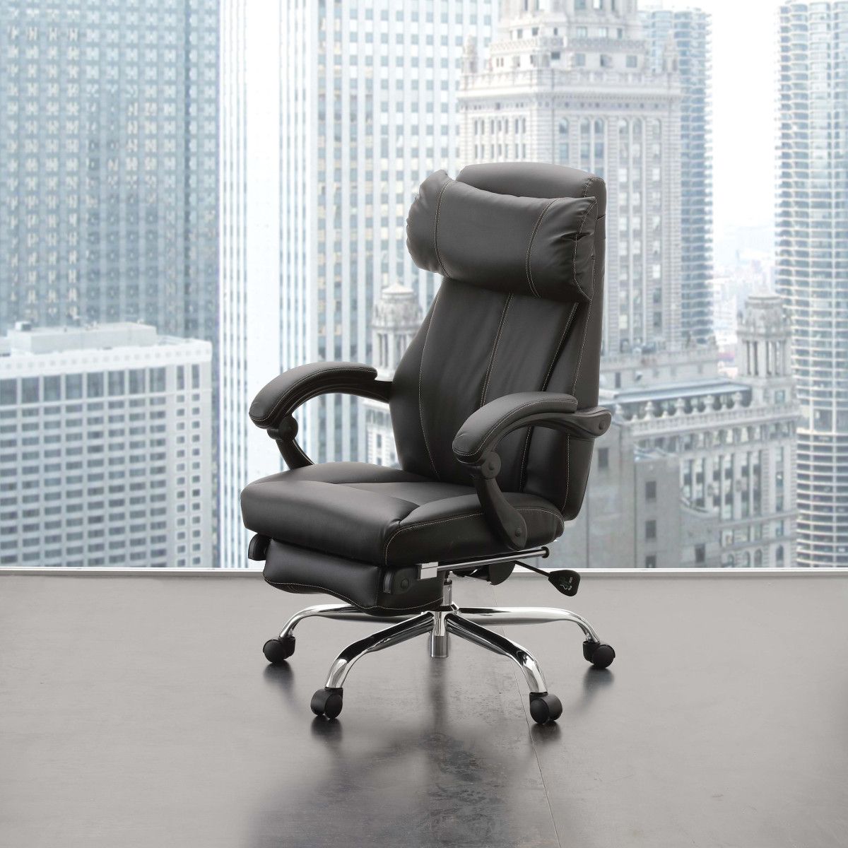 Poltrona ufficio ecopelle nera Riside