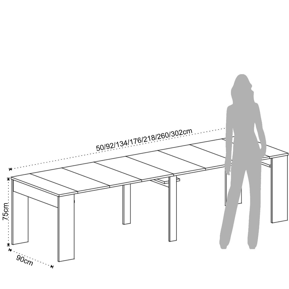 Tavolo consolle allungabile fino a 306 cm Zulc White