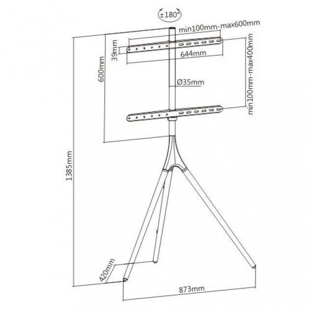 Treppiedi porta TV da 45 a 65 pollici VESA 600x400 con staffa girevole Dandy