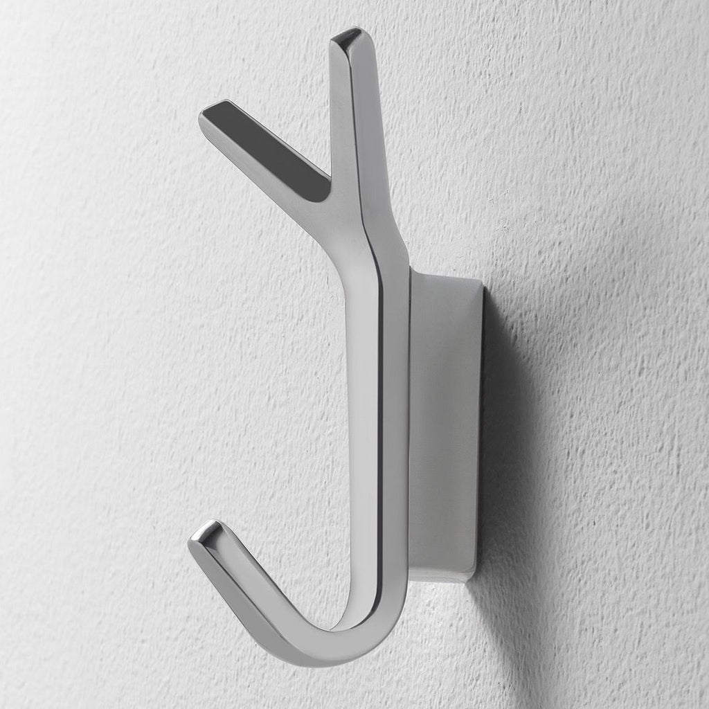 Set 4 ganci appendiabito da parete in alluminio lucido Ellis