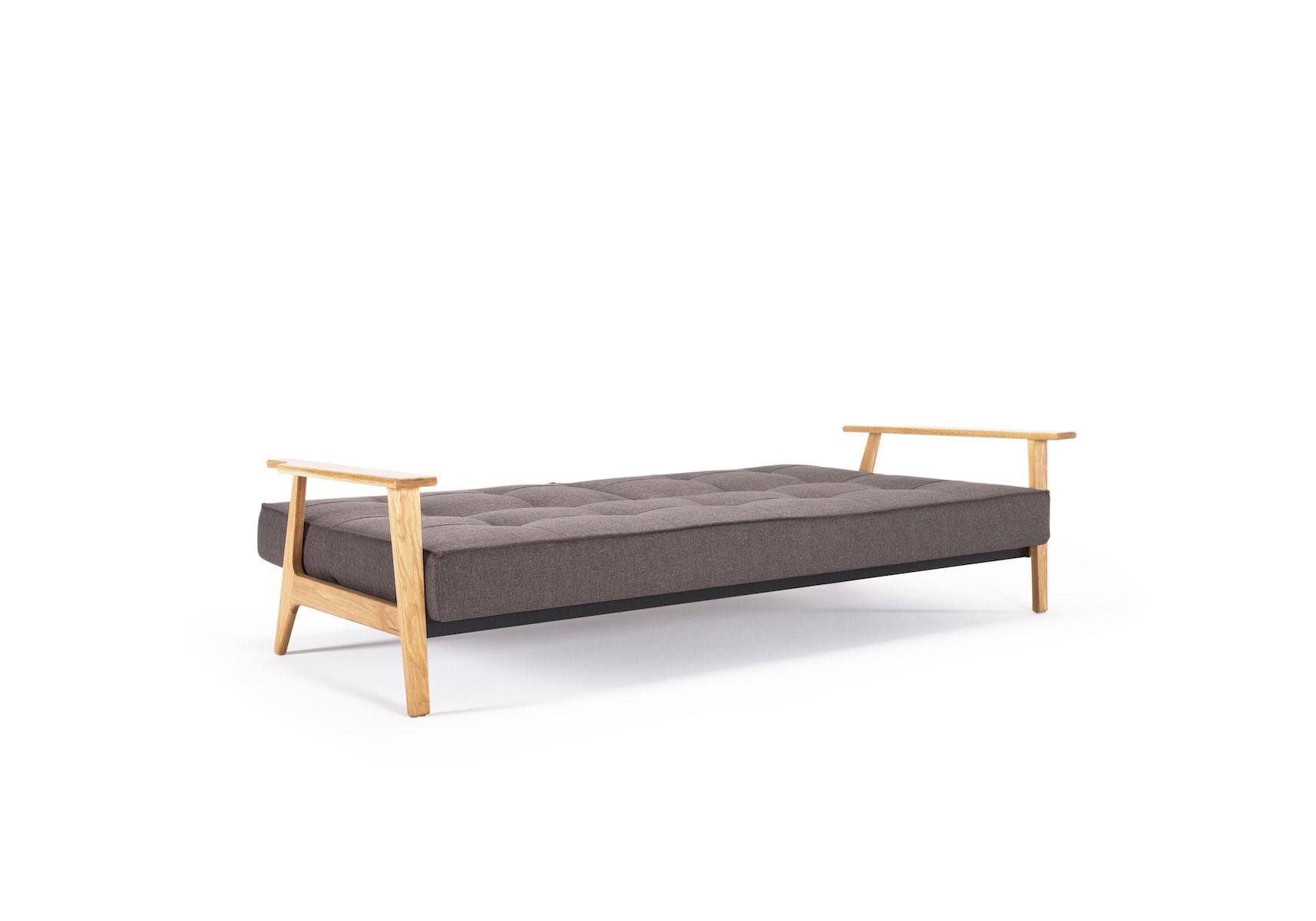 Divano letto con braccioli in legno e materasso a molle SplitBack Frej - 216 Flashtex Dark Grey