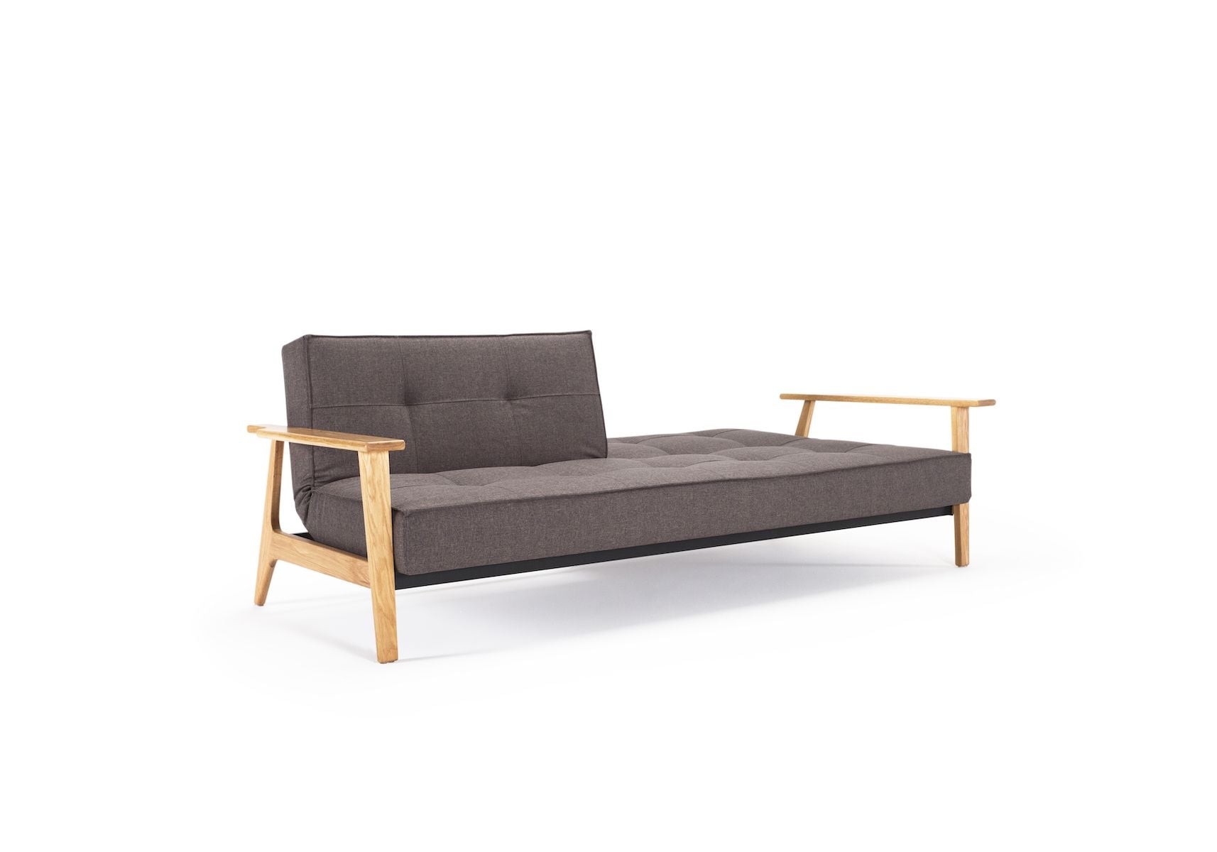 Divano letto con braccioli in legno e materasso a molle SplitBack Frej - 216 Flashtex Dark Grey