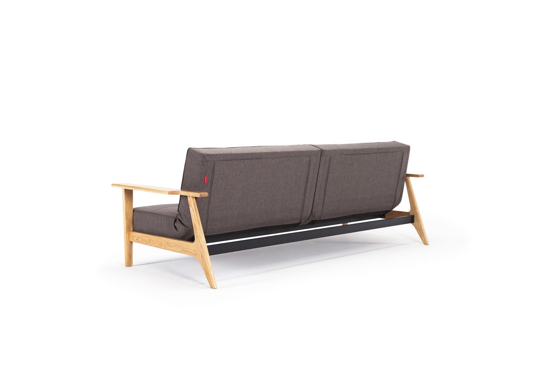 Divano letto con braccioli in legno e materasso a molle SplitBack Frej - 216 Flashtex Dark Grey