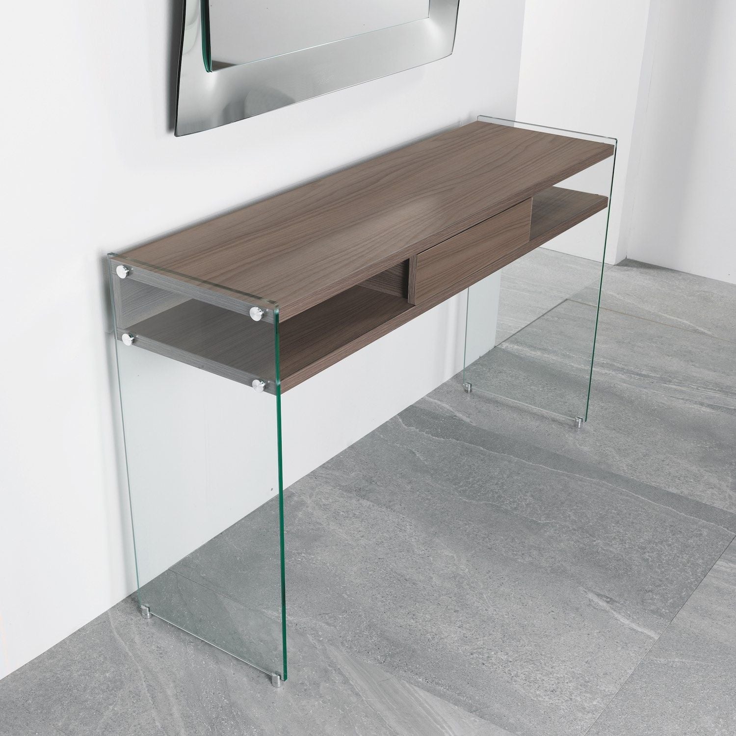 Consolle ingresso Jenny in vetro e laminato 120 x 75 cm