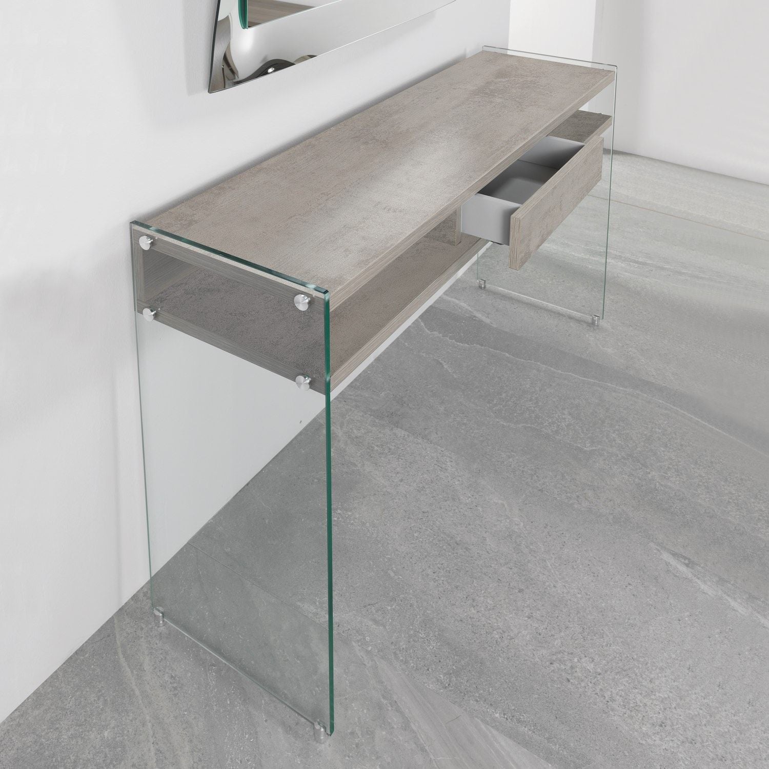 Consolle ingresso Jenny in vetro e laminato 120 x 75 cm