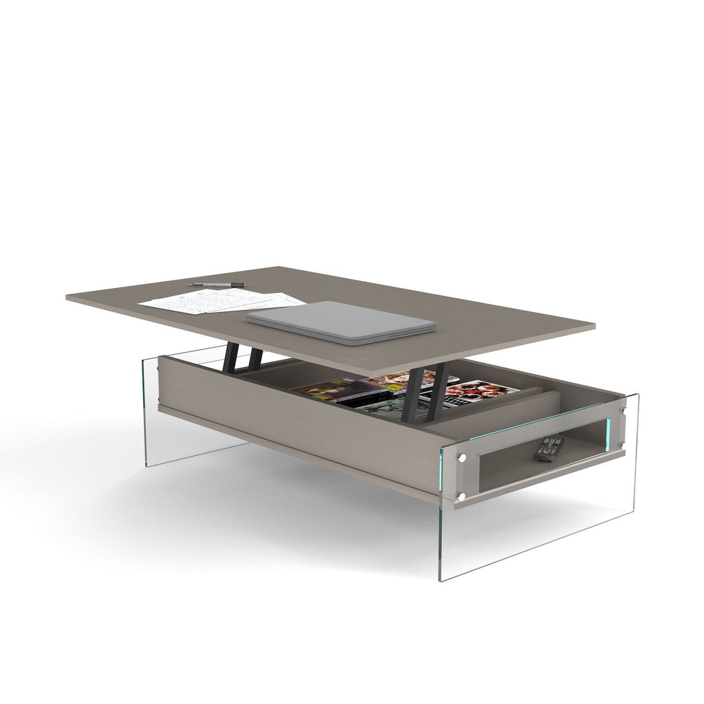 Tavolino da salotto con contenitore e piano alzabile Miram