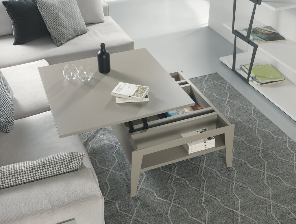 Tavolino da salotto con piano alzabile e contenitore Mintar