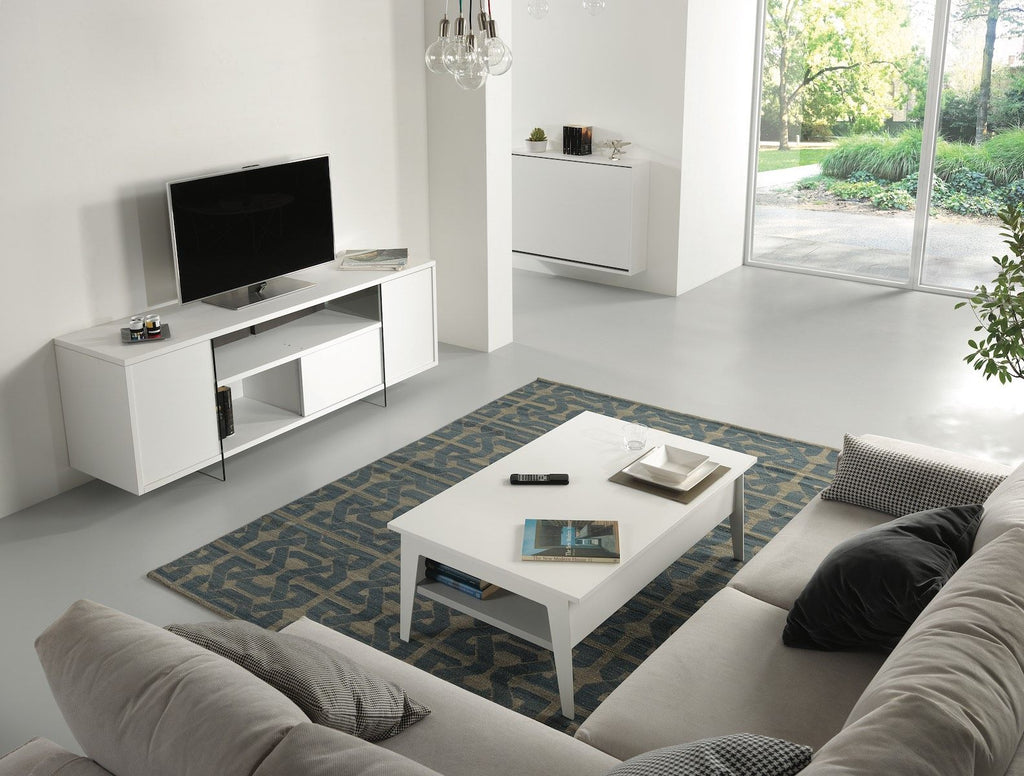 Tavolino da salotto con piano alzabile e contenitore Mintar