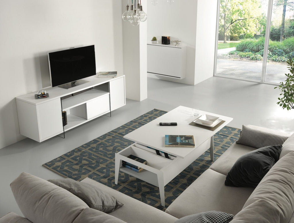 Tavolino da salotto con piano alzabile e contenitore Mintar