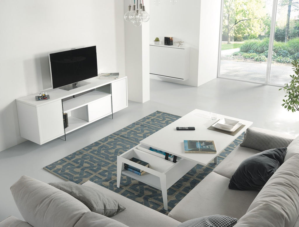 Tavolino da salotto con piano alzabile e contenitore Mintar