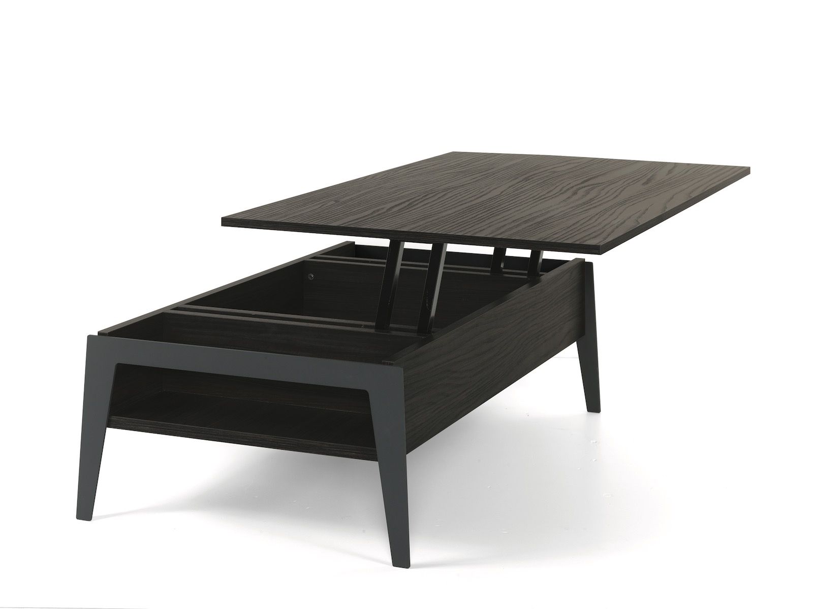 Tavolino da salotto con piano alzabile e contenitore Mintar