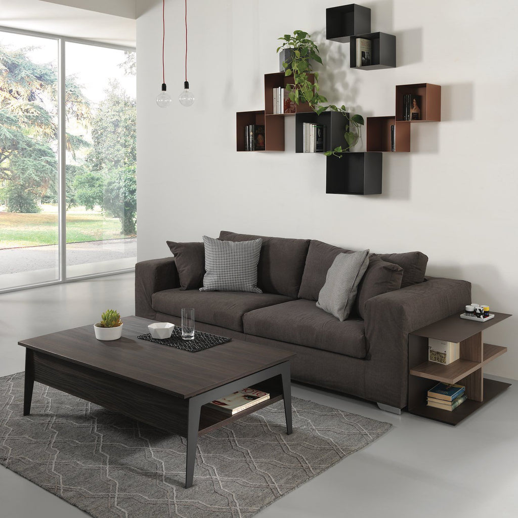 Tavolino da salotto con piano alzabile e contenitore Mintar