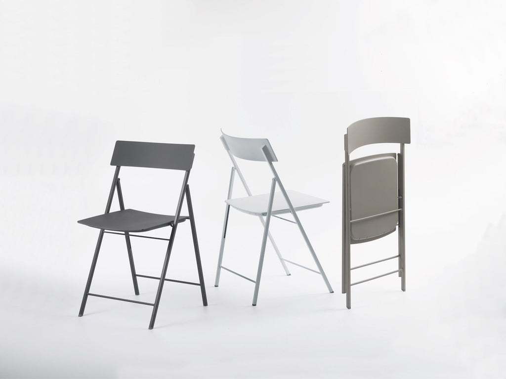 Set 6 sedie pieghevoli design moderno in acciaio e plastica Kurt