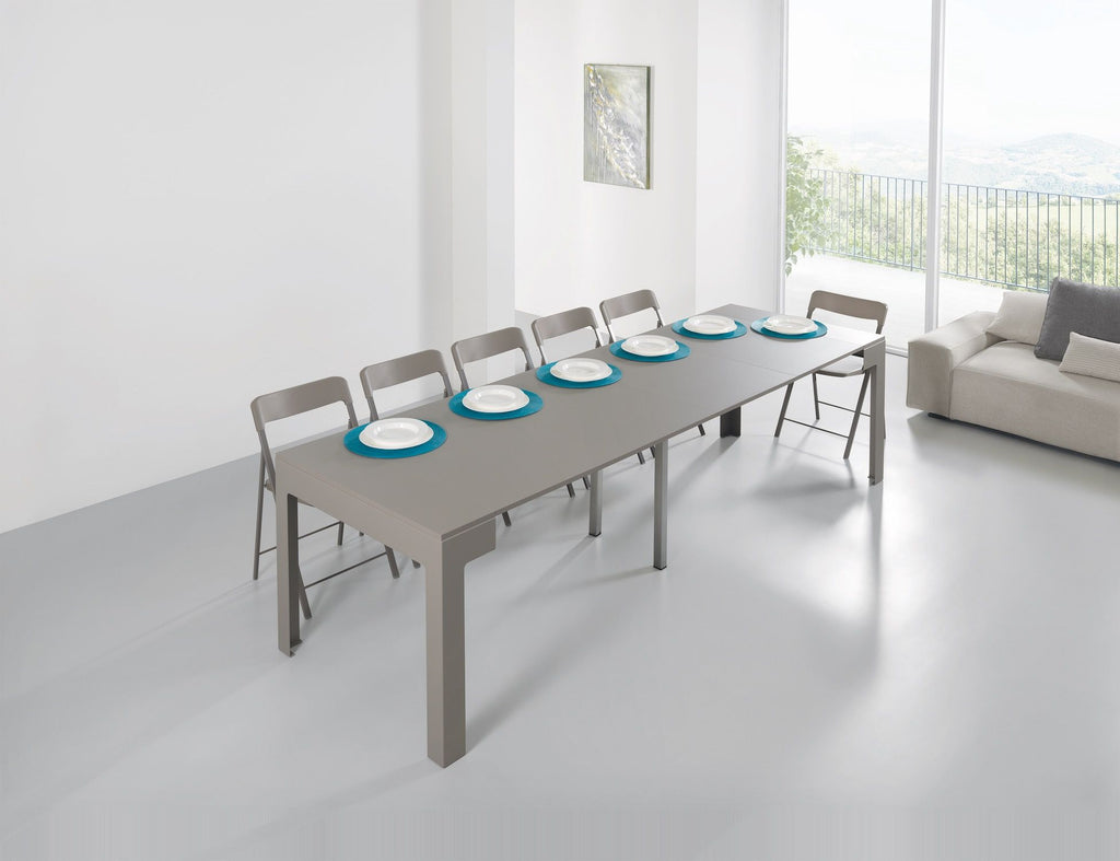 Tavolo consolle allungabile in acciaio e laminato Dutton