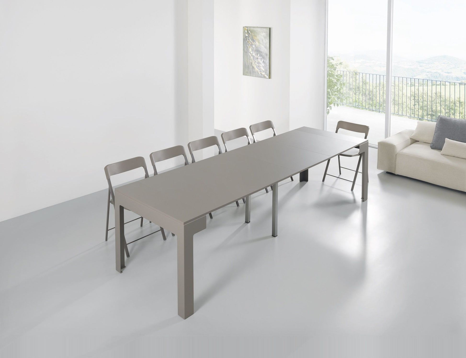 Tavolo consolle allungabile in acciaio e laminato Dutton