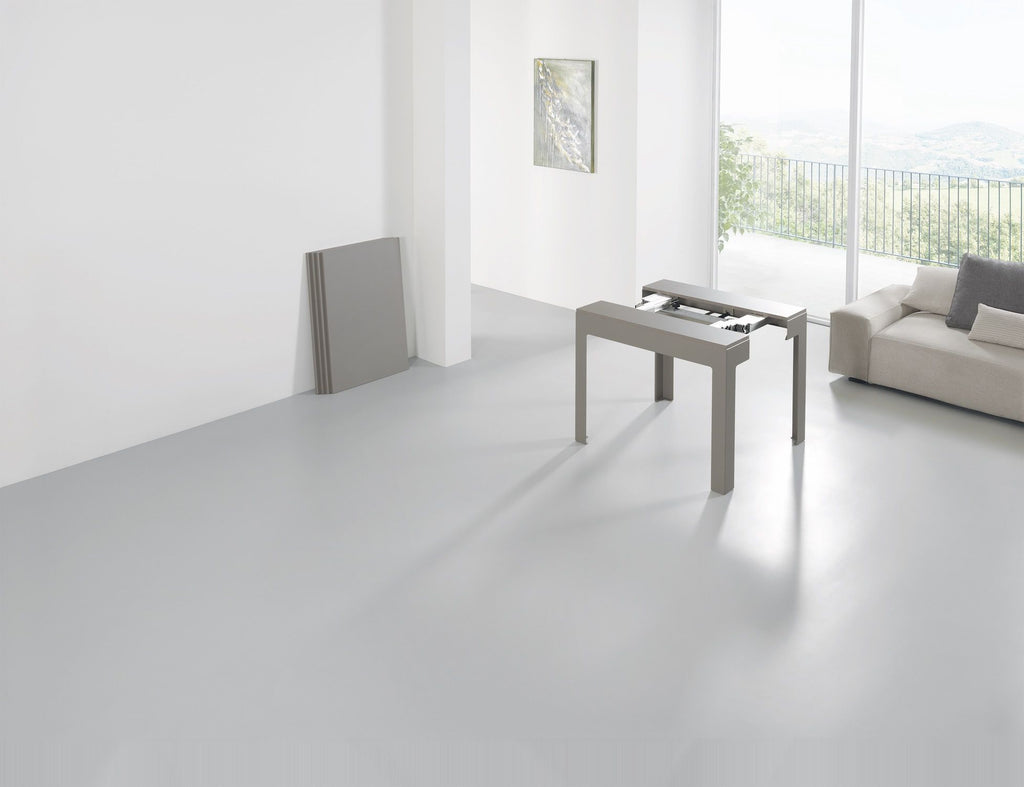 Tavolo consolle allungabile in acciaio e laminato Dutton