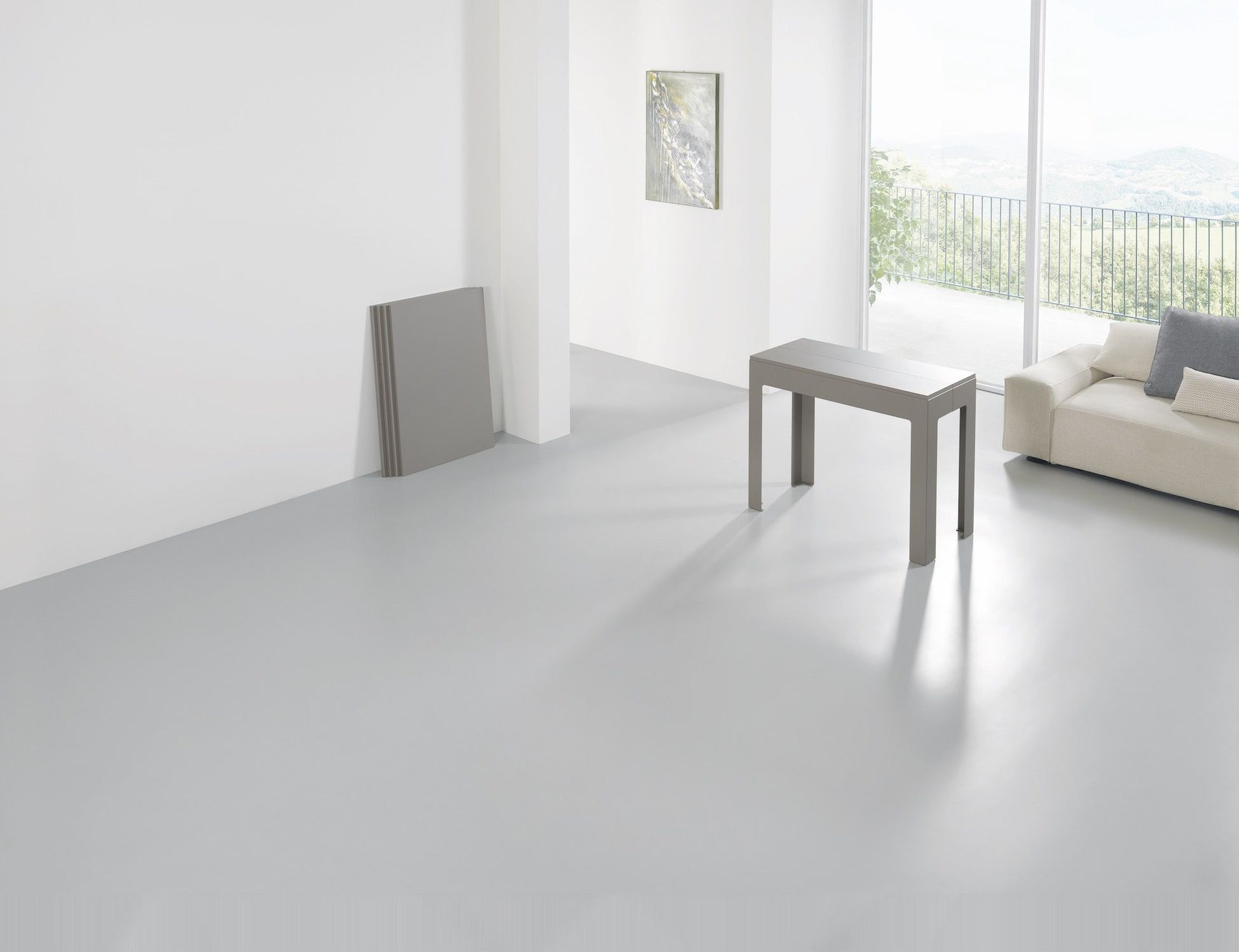 Tavolo consolle allungabile in acciaio e laminato Dutton