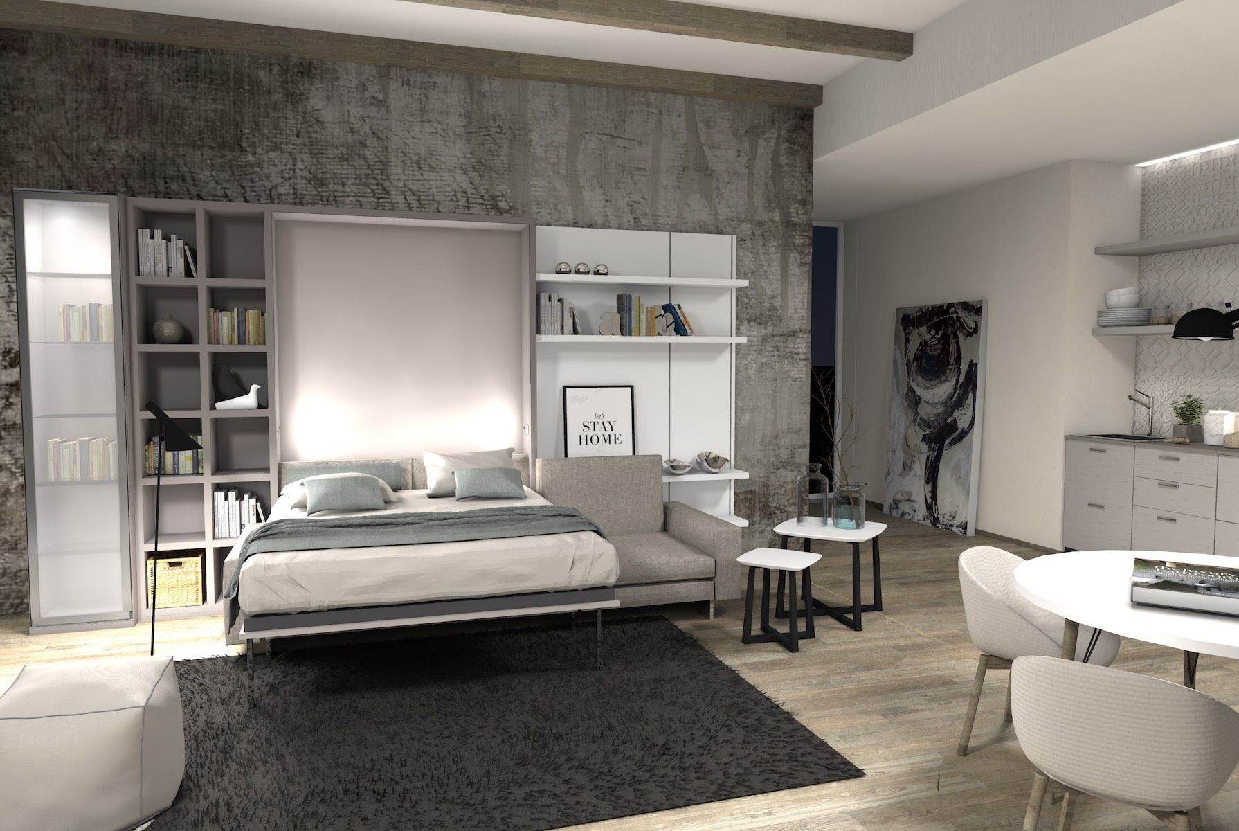 Letto a scomparsa con divano francese o matrimoniale Living