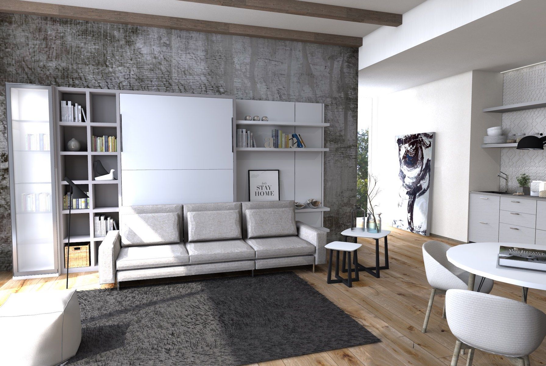 Letto a scomparsa con divano francese o matrimoniale Living