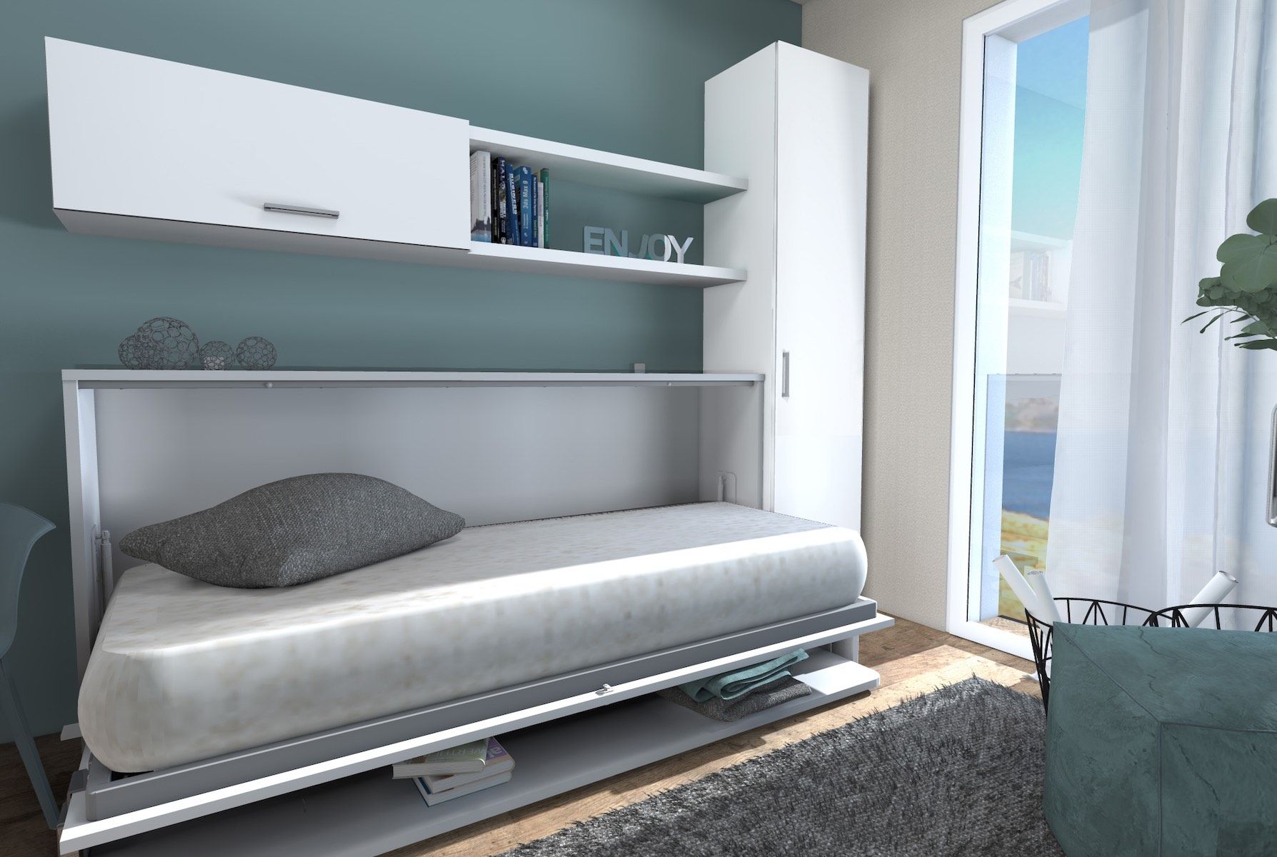 Letto singolo a scomparsa con scrivania Pronto