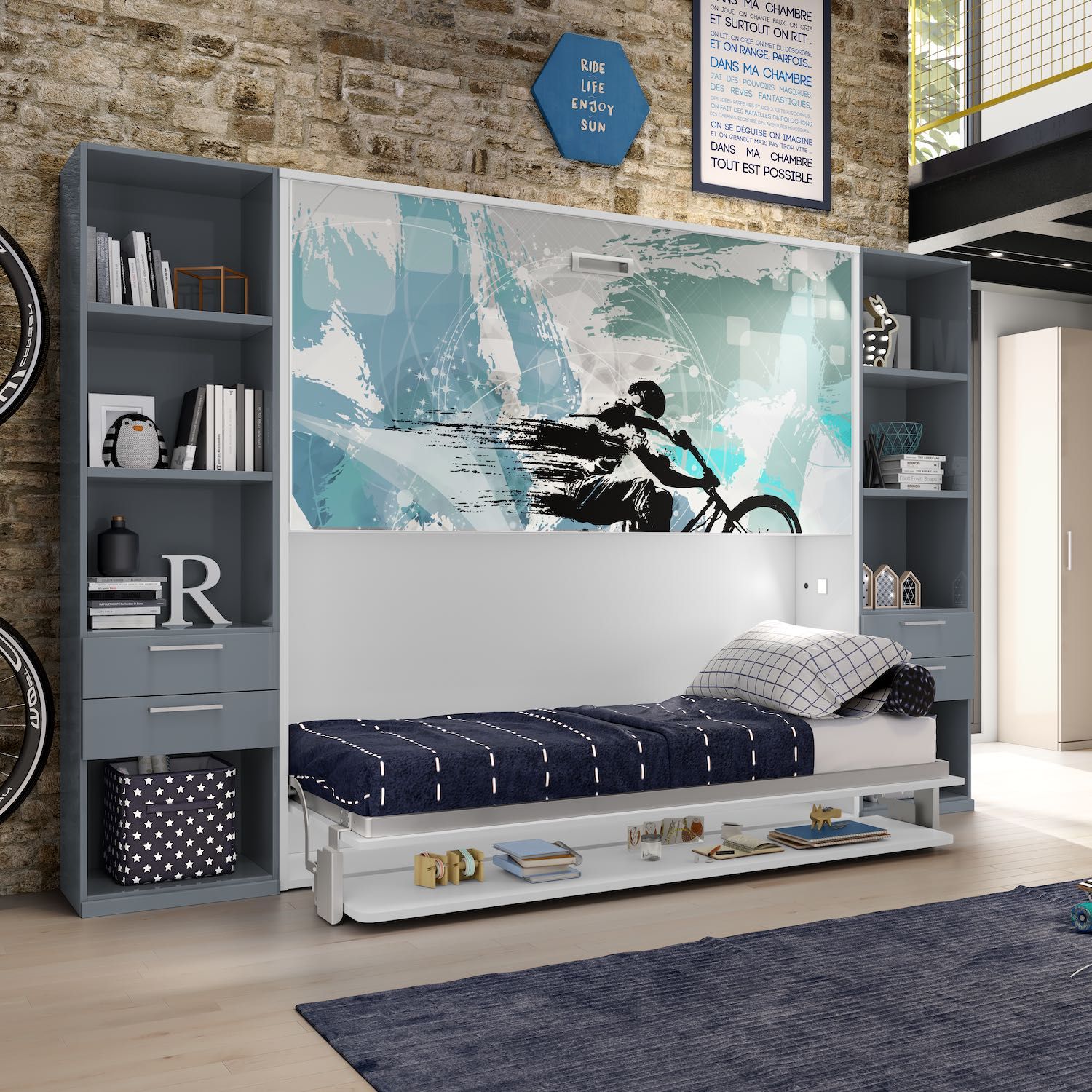 Letto a castello a scomparsa design moderno Express