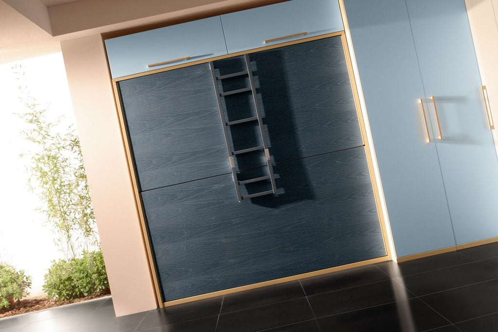 Letto a castello a scomparsa con scaletta per cameretta bimbi Vagone