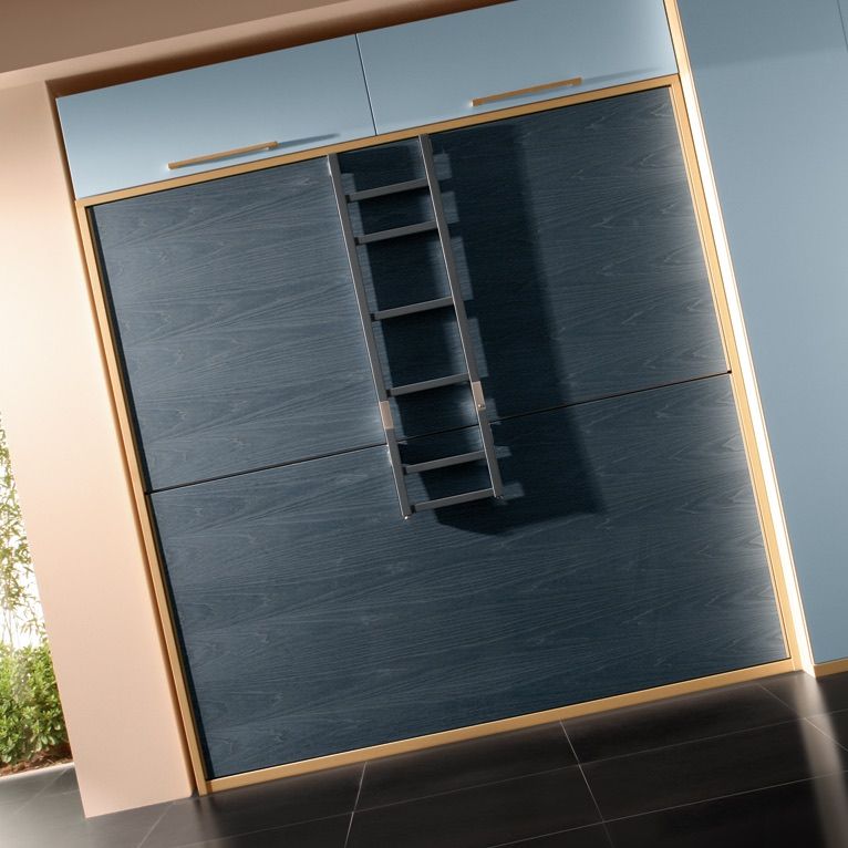 Letto a castello a scomparsa con scaletta per cameretta bimbi Vagone