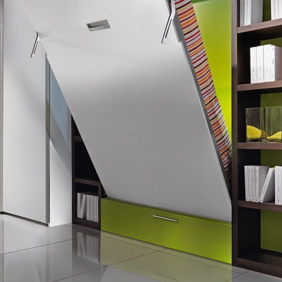 Letto singolo a scomparsa con cassettone Rapido