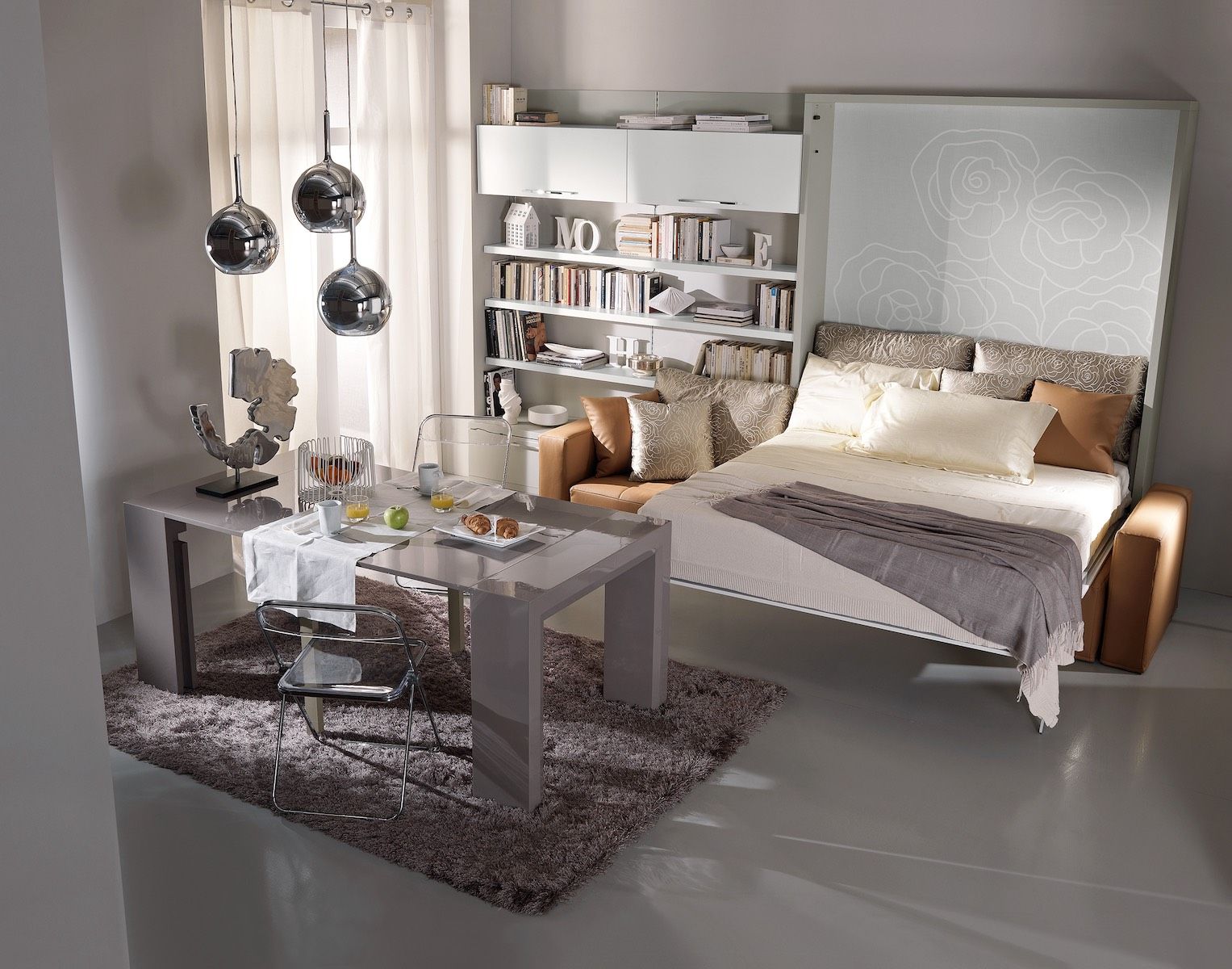 Letto matrimoniale a scomparsa con divano Domino