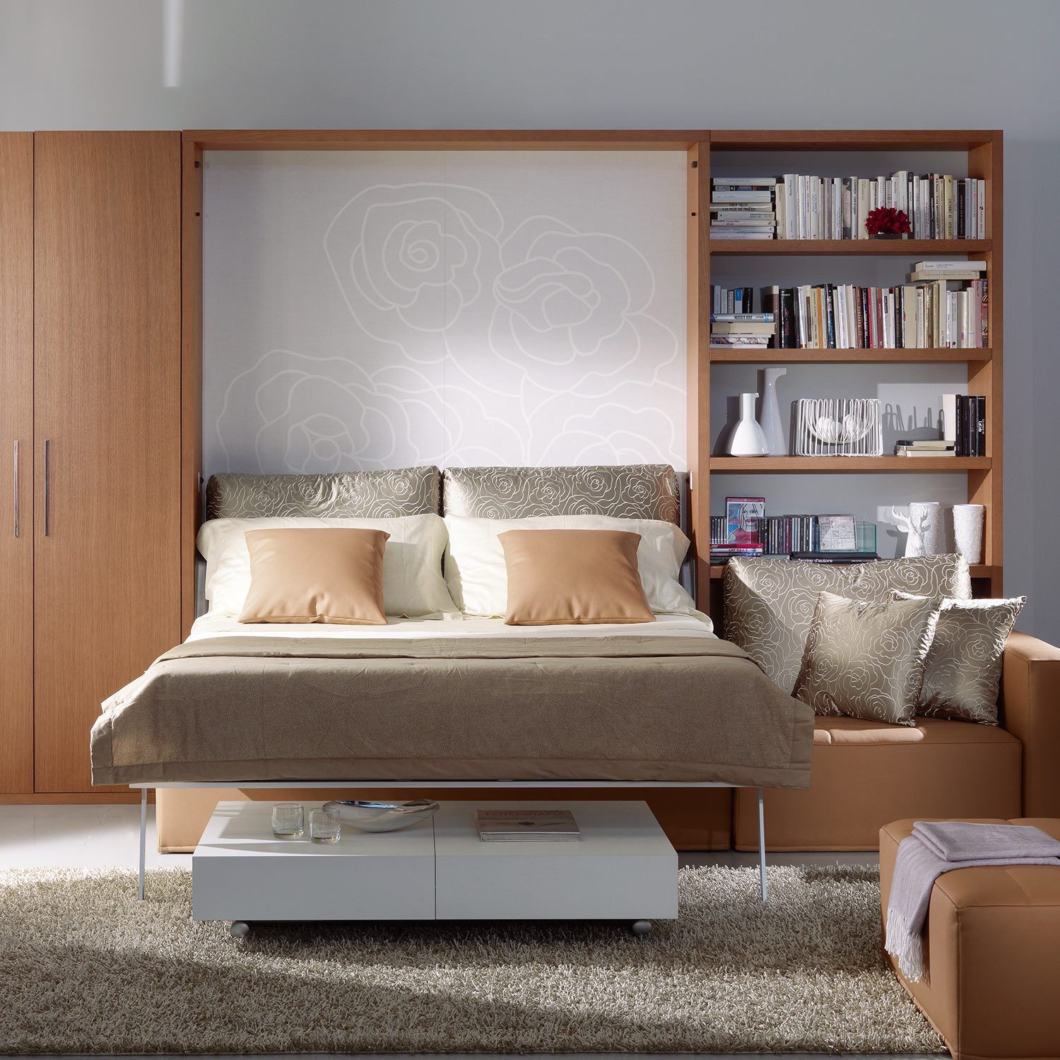 Letto matrimoniale a scomparsa con divano Domino