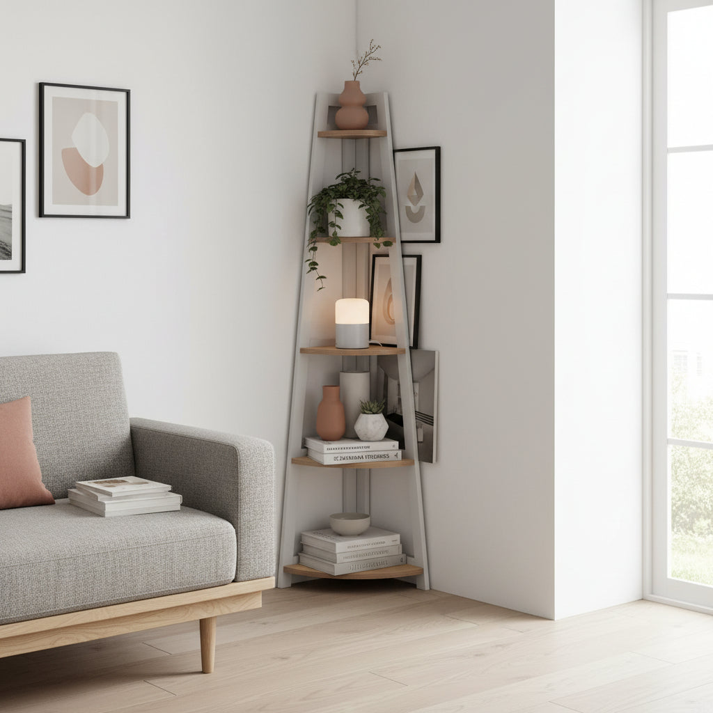 Libreria angolare bianca in legno Balsas