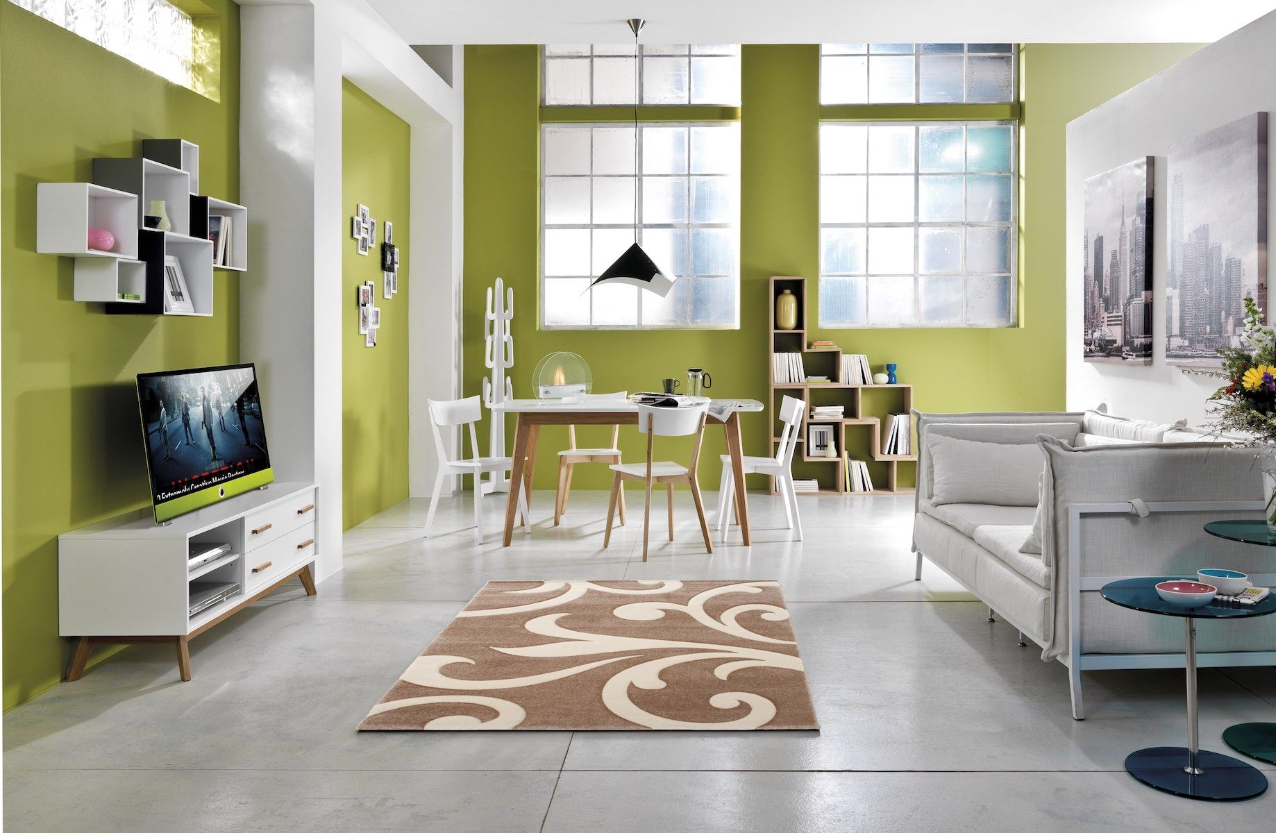 Tappeto moderno da salotto 140 x 190 cm Oman Crema