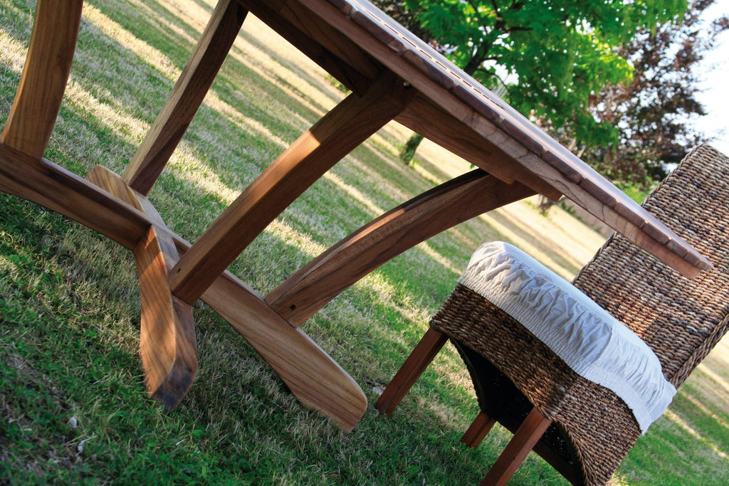 Tavolo da esterno rotondo in legno massello TeakOnMe