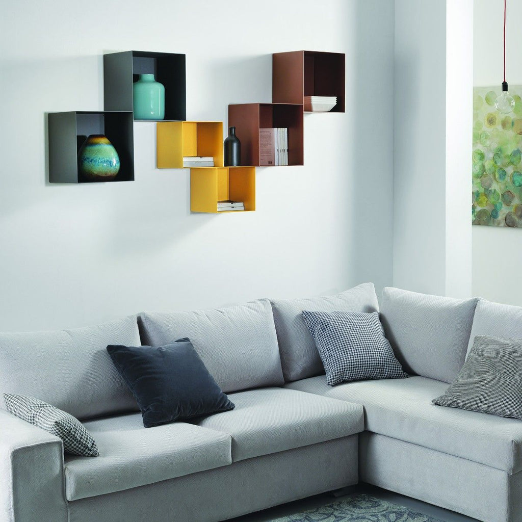 Set 3 mensole a cubo da parete in acciaio Naoki