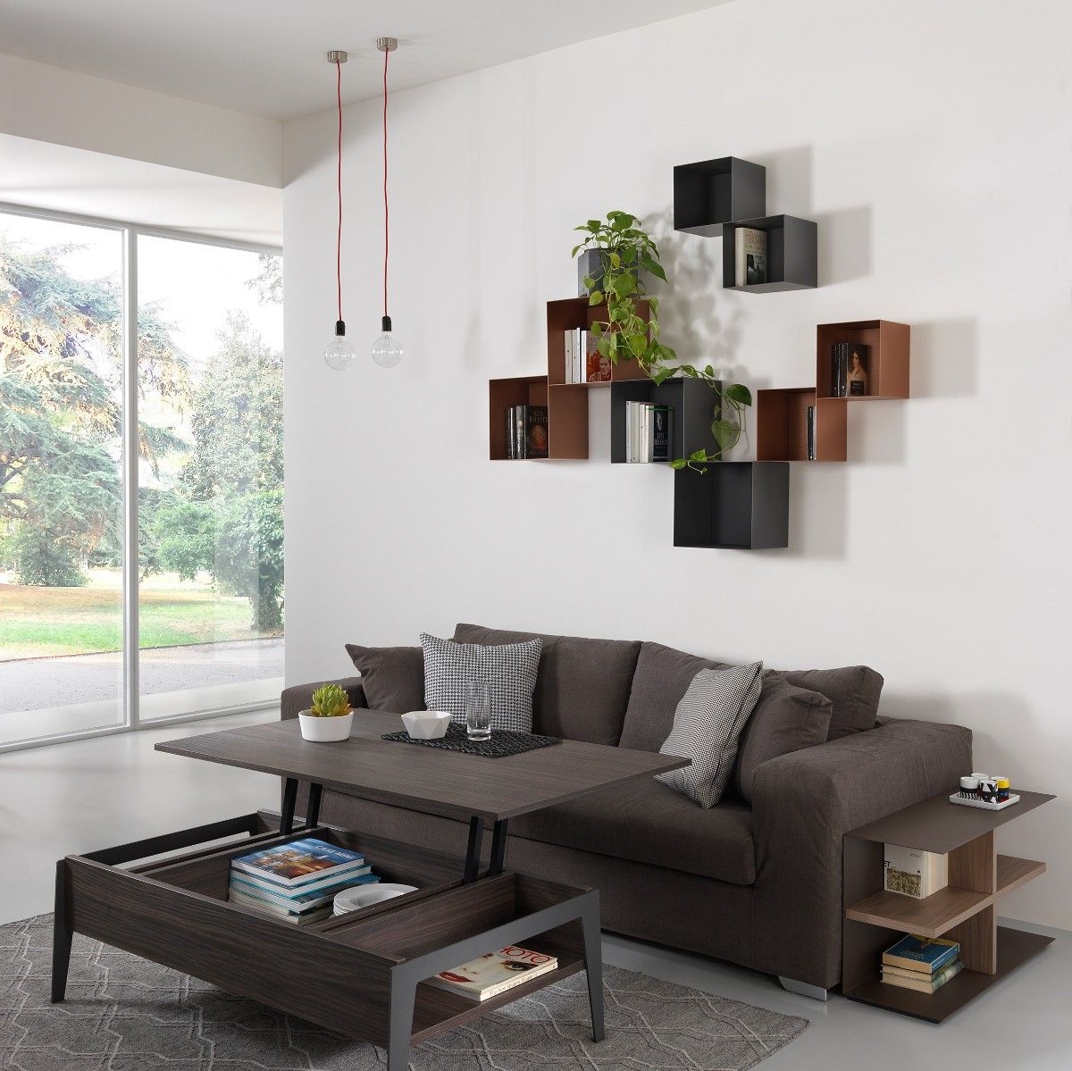 Set 4 cubi da parete componibili in acciaio Naoki