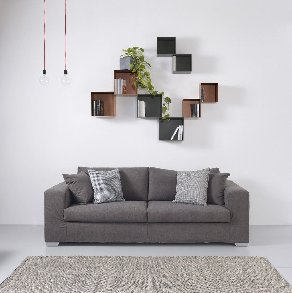 Set 4 cubi da parete componibili in acciaio Naoki