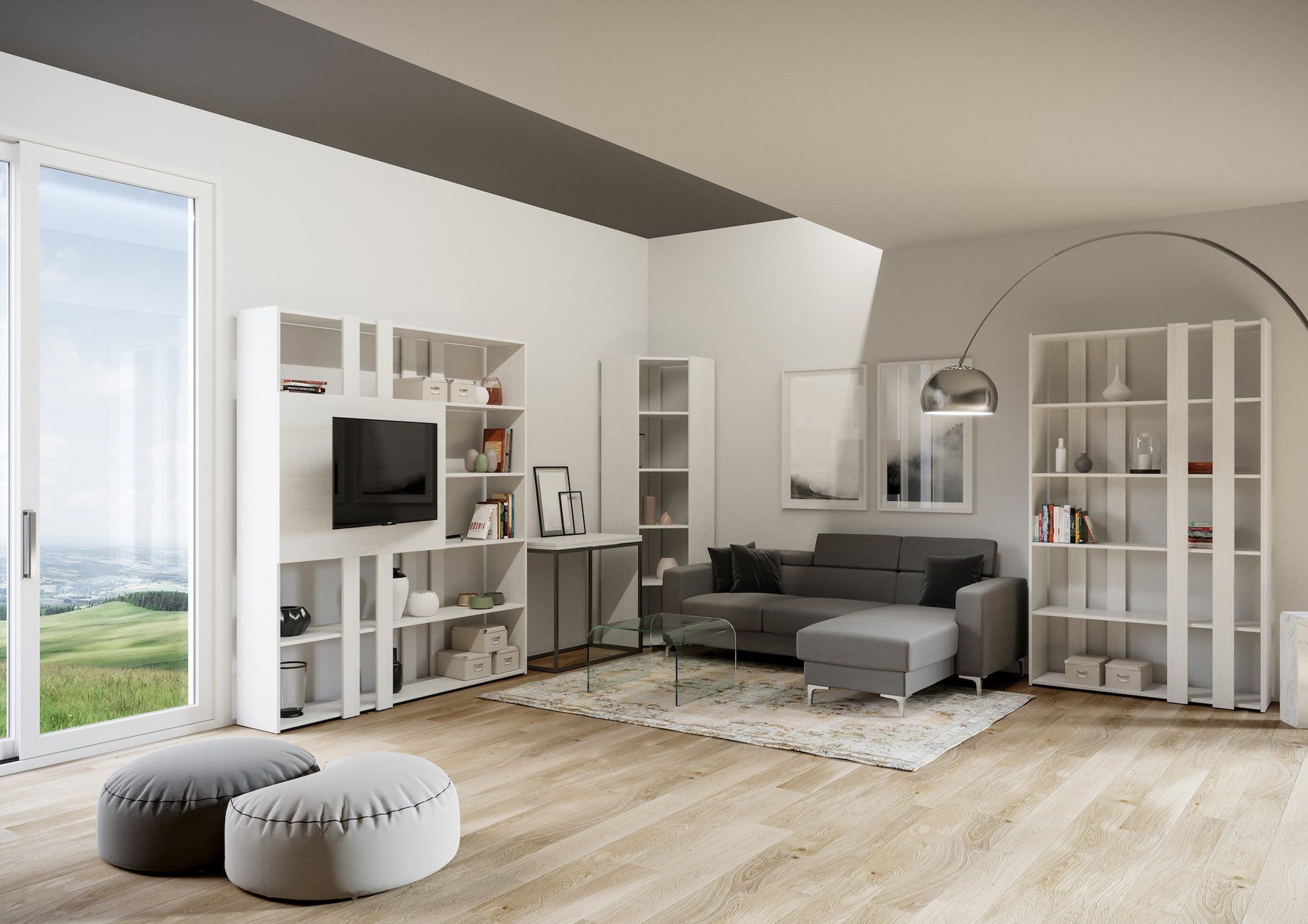 Libreria angolare a colonna in legno nobilitato Inedditah Angolo A