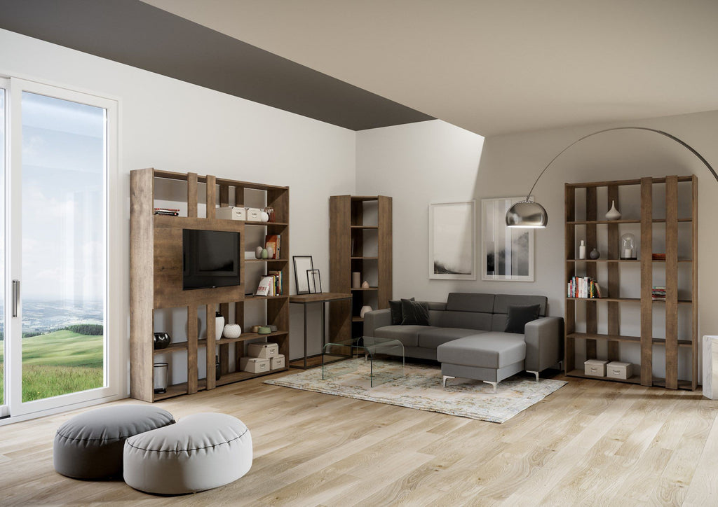 Libreria angolare a colonna in legno nobilitato Inedditah Angolo A