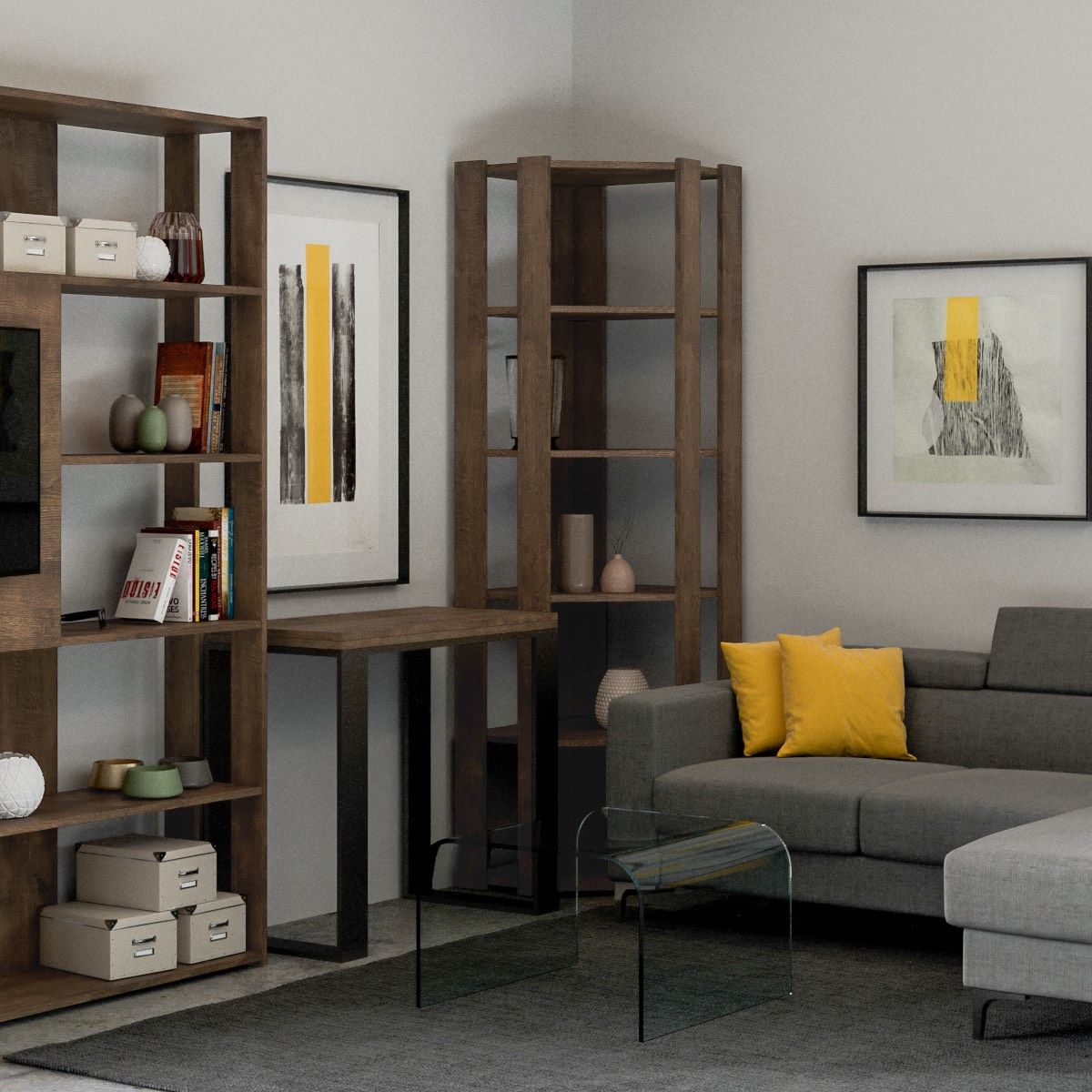 Libreria ad angolo verticale in legno Inedditah Angolo B