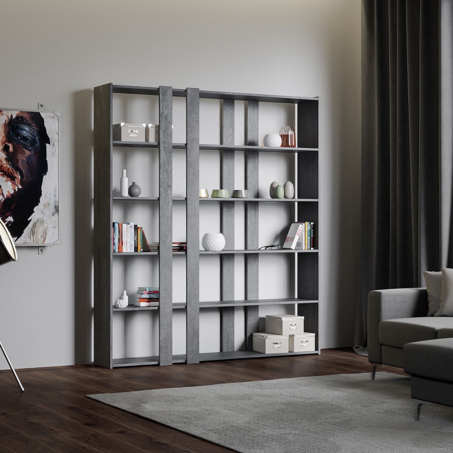 Libreria moderna autoportante a 6 ripiani Inedditah A