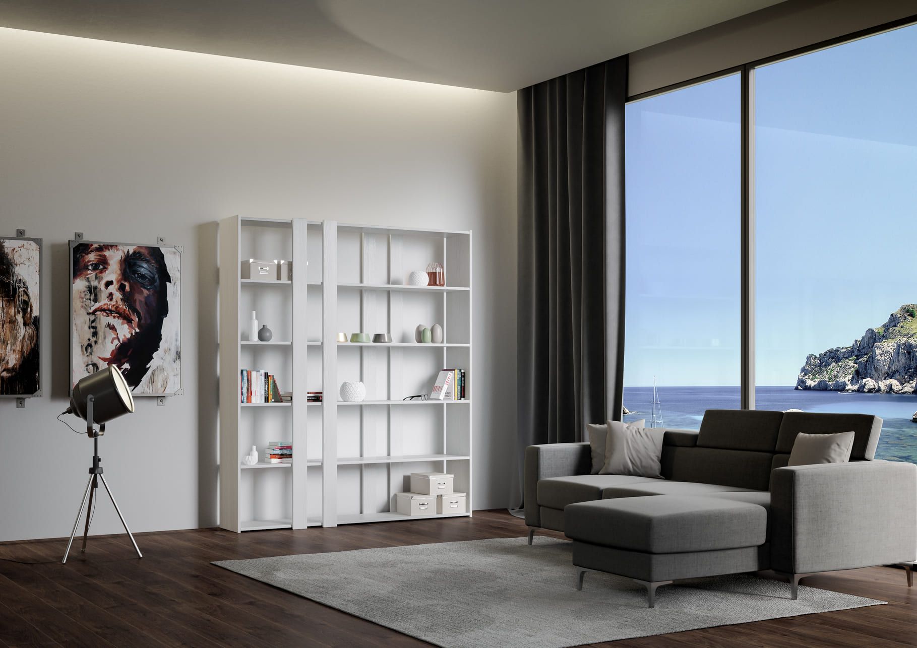 Libreria moderna autoportante a 6 ripiani Inedditah A