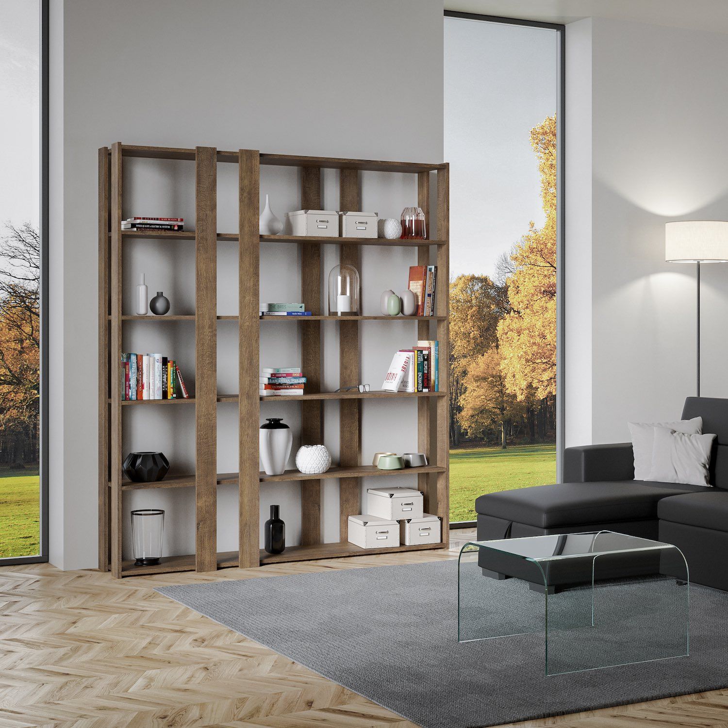 Libreria moderna a giorno in legno nobilitato Inedditah E