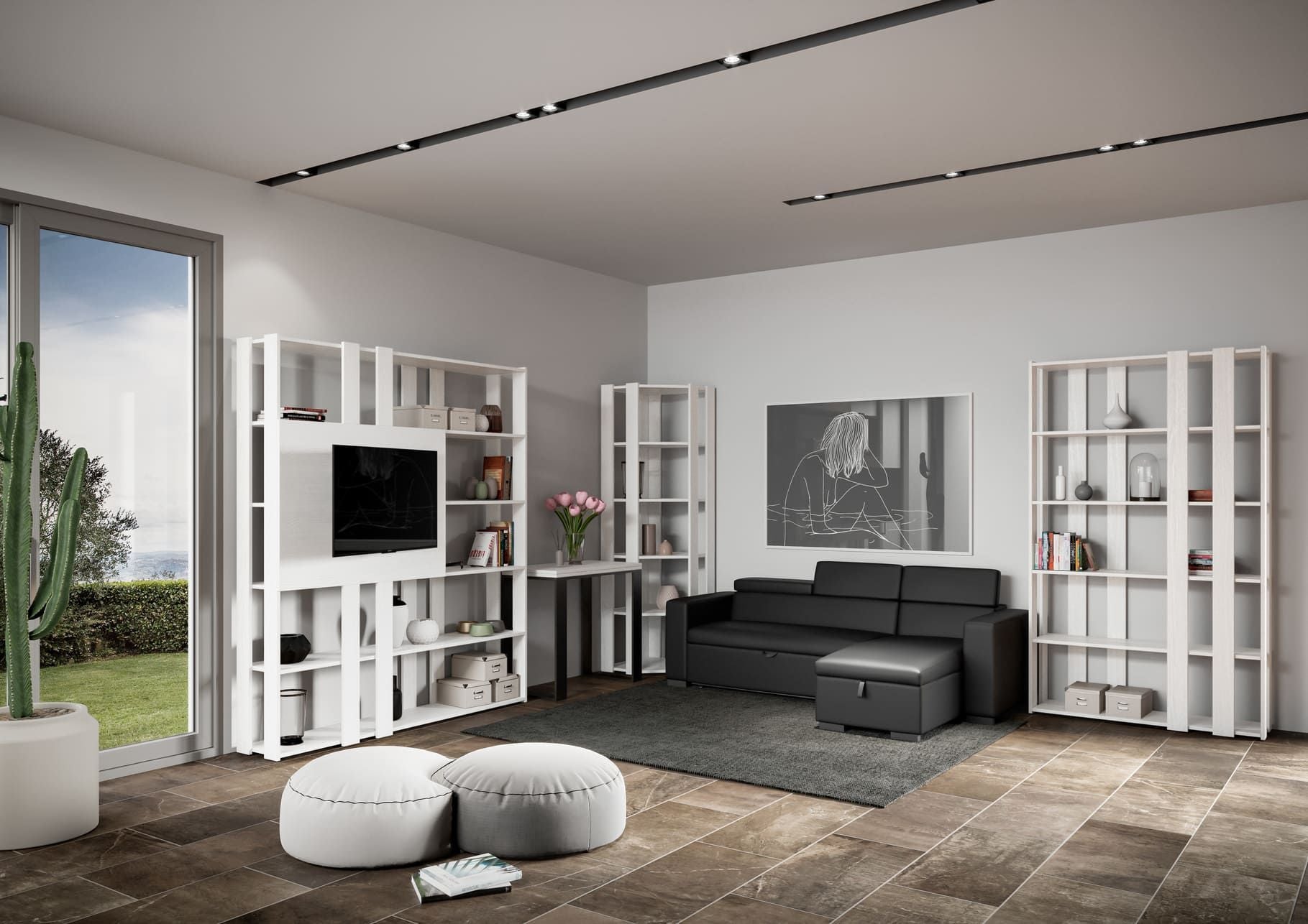 Libreria a muro moderna in legno Inedditah Small E