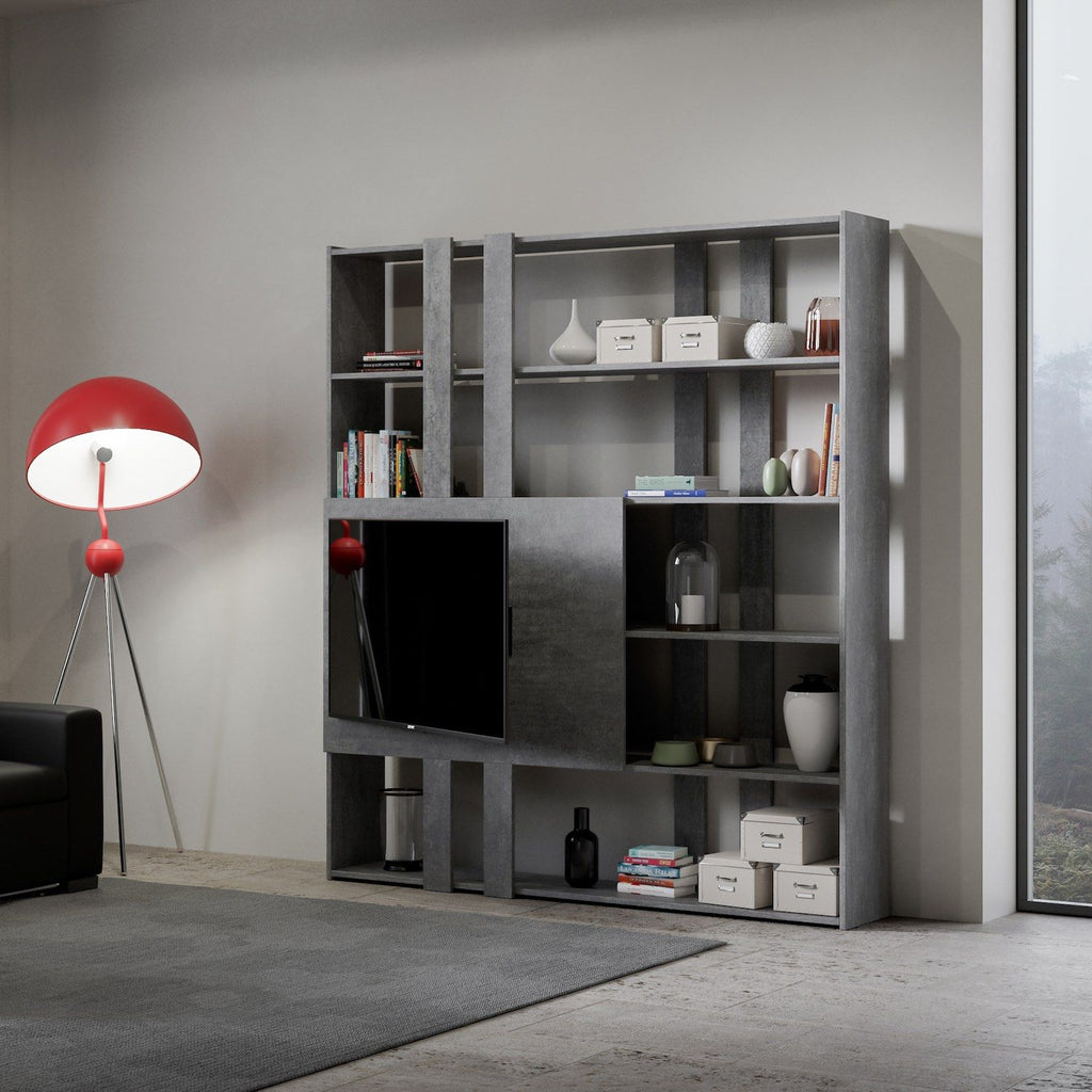 Parete attrezzata libreria in legno nobilitato Inedditah H