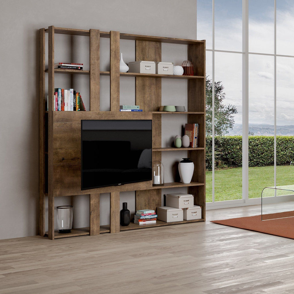 Parete attrezzata con libreria porta TV Inedditah M