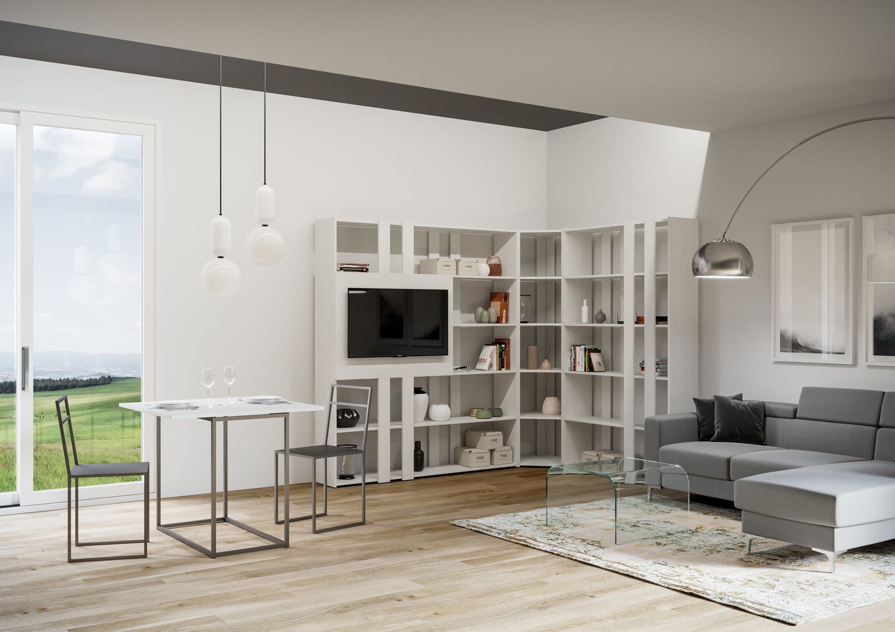 Parete attrezzata angolare per soggiorno Inedditah1