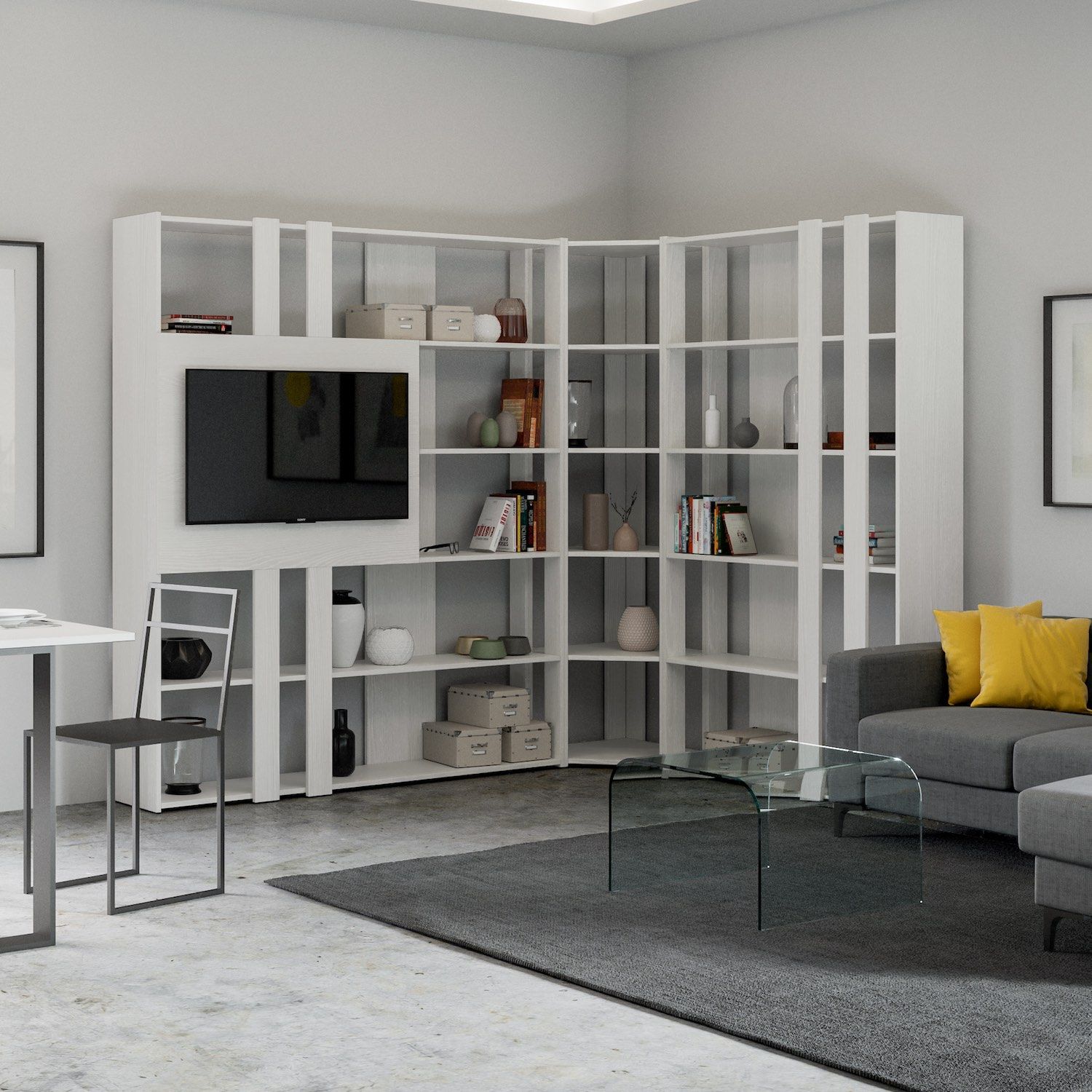 Parete attrezzata ad angolo per soggiorno Inedditah2