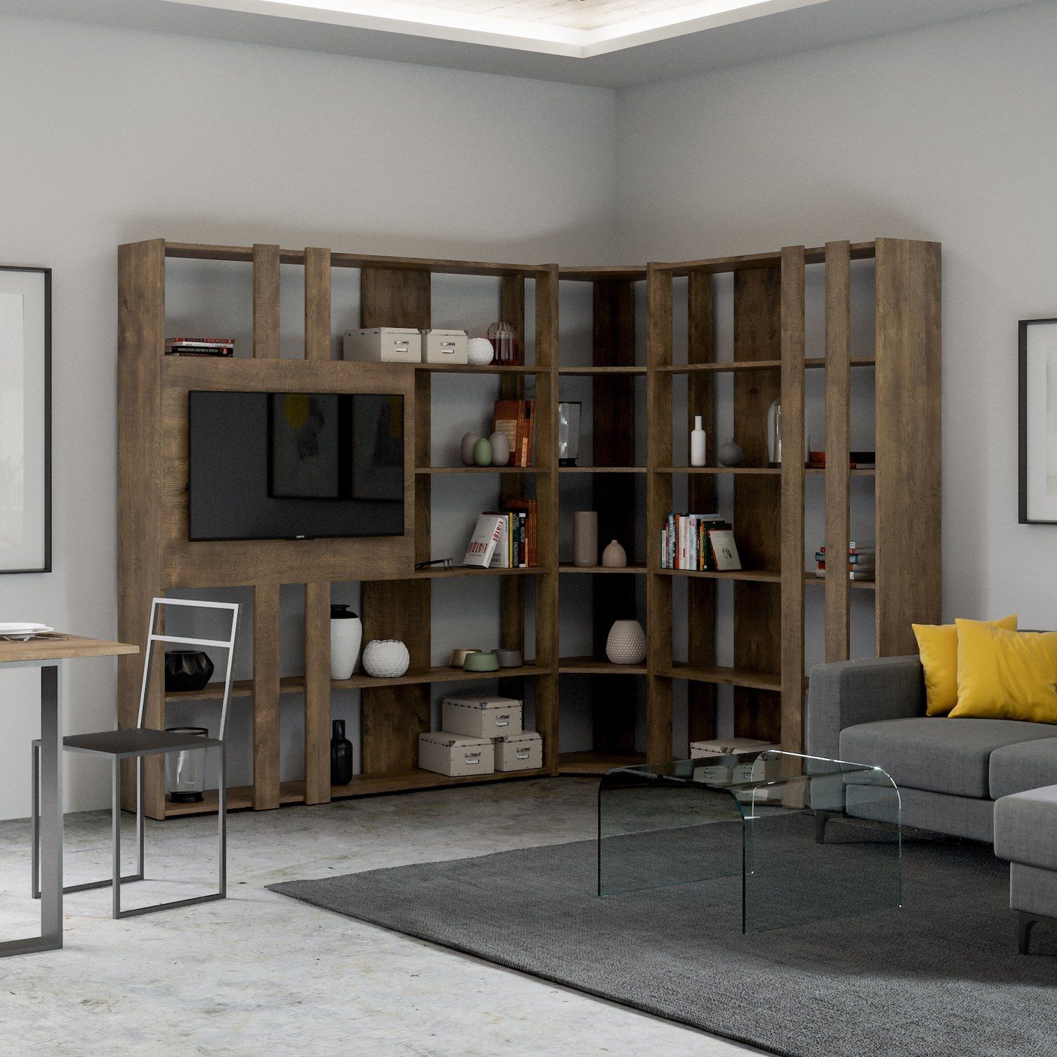 Parete attrezzata ad angolo per soggiorno Inedditah2