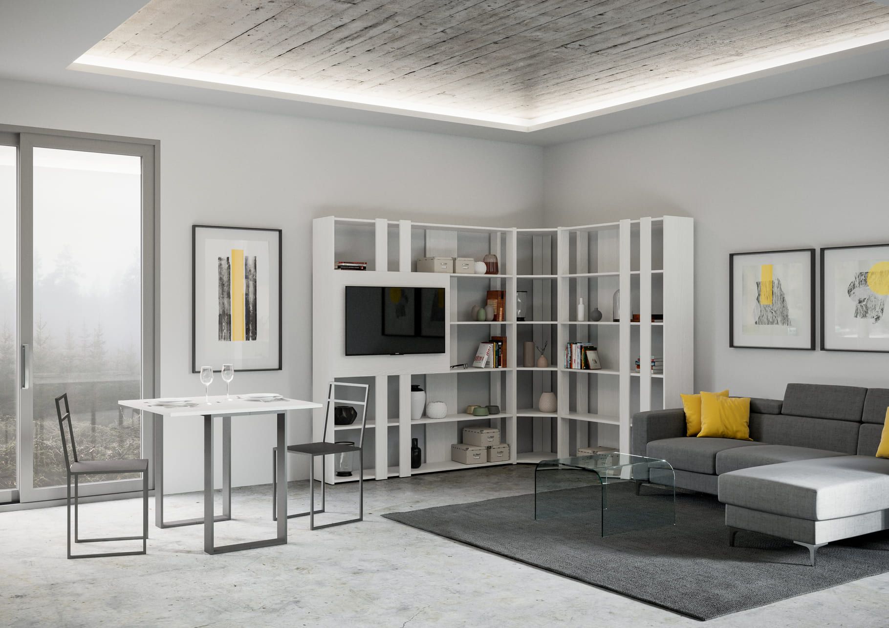 Parete attrezzata ad angolo per soggiorno Inedditah2